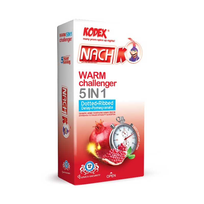 کاندوم تاخیری کدکس مدل Warm Challenger 5 In 1 بسته 12 عددی